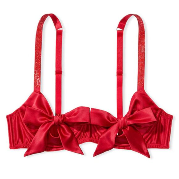 Victoria's Secret Other - New! Victoria's Secret Dream Angels Red Satin Balcony Shine Bow Bra 4884